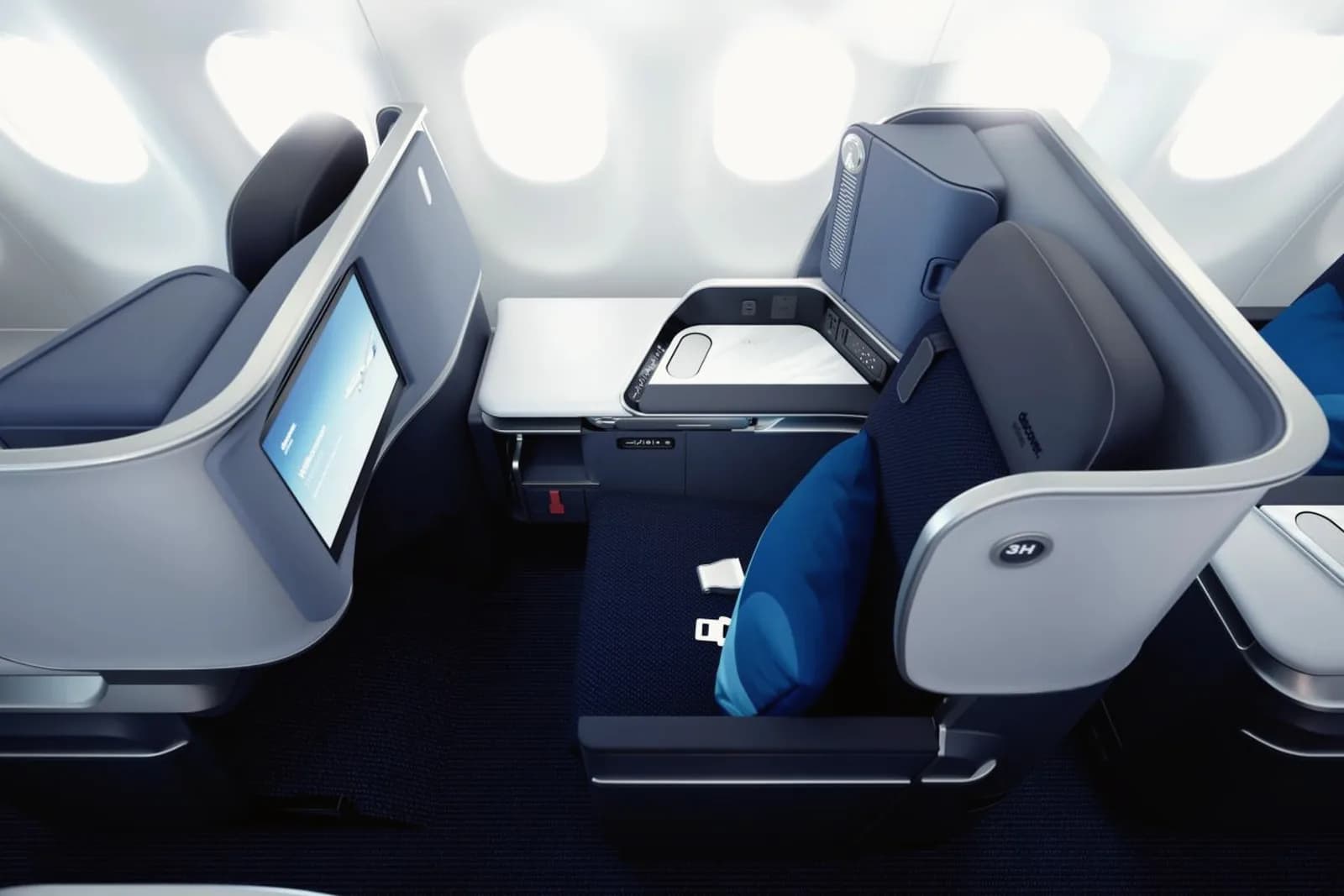 Business-Class-Sitz im Schlafmodus